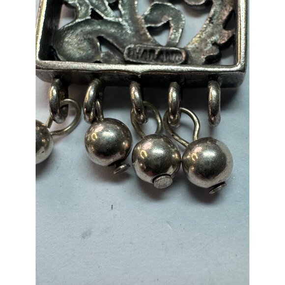 Vintage Estate Sterling Silver 925 Heart Scroll Dangle Pendant Thailand 7.9g - Picture 6 of 9